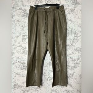 Zara Khaki Leather Pants